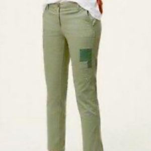 LOFT GREEN PATCHED CROP PANTS, SIZE 6